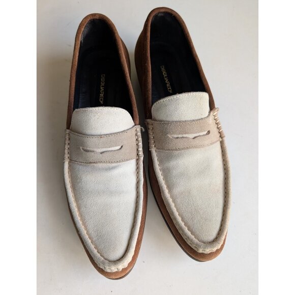 DSquared2-Men\'s Brown/Ivory/Taupe-Suede Almond Toe Penny Loafers-EU41/US 8 main image 8